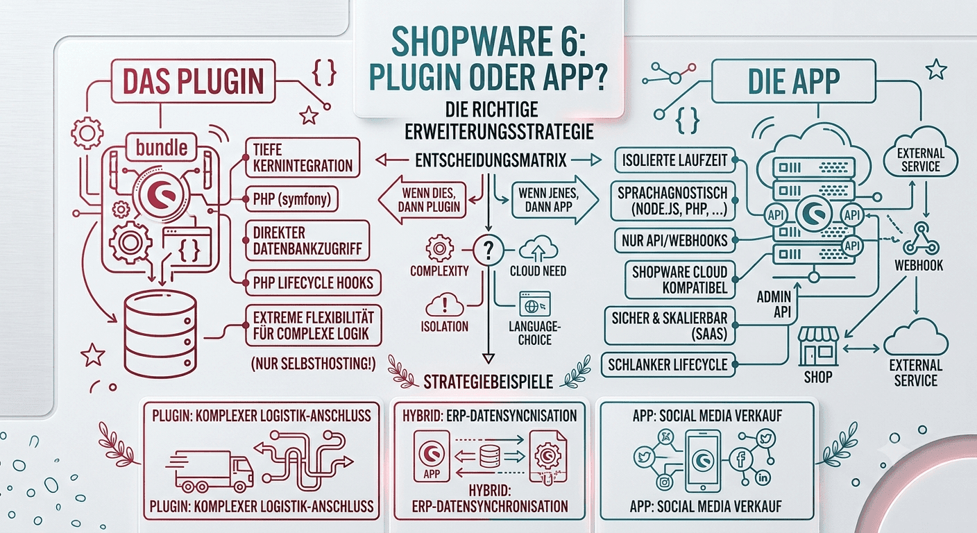 Shopware 6: Plugin oder App – wann nehme ich was? Shopware 6: Plugin oder App – wann nehme ich was?