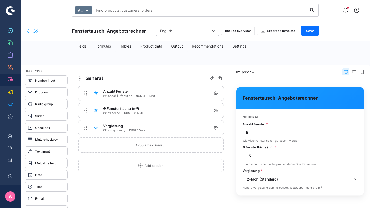 Shopware 6 Calculator Builder